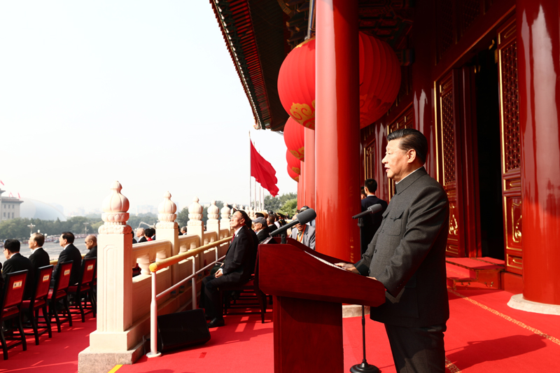 10月1日上午，慶祝中華人民共和國成立70周年大會在北京天安門廣場隆重舉行。中共中央總書記、國家主席、中央軍委主席習(xí)近平發(fā)表重要講話。